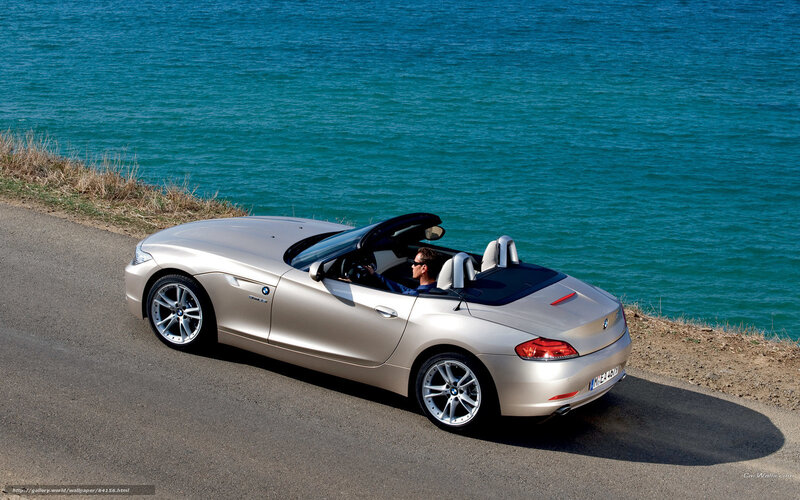 Silver BMW Z4 by the sea