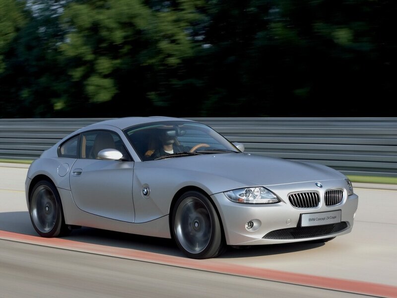 Silver BMW Z4 Coupe in motion