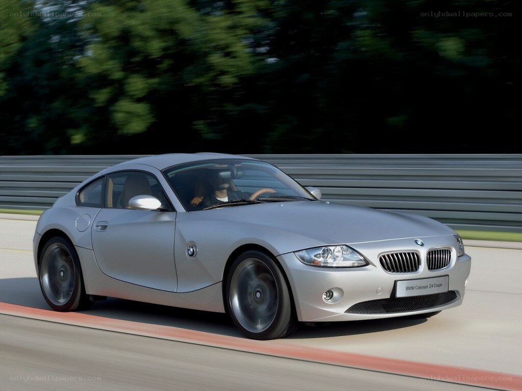 Silver BMW Z4 Coupe in motion