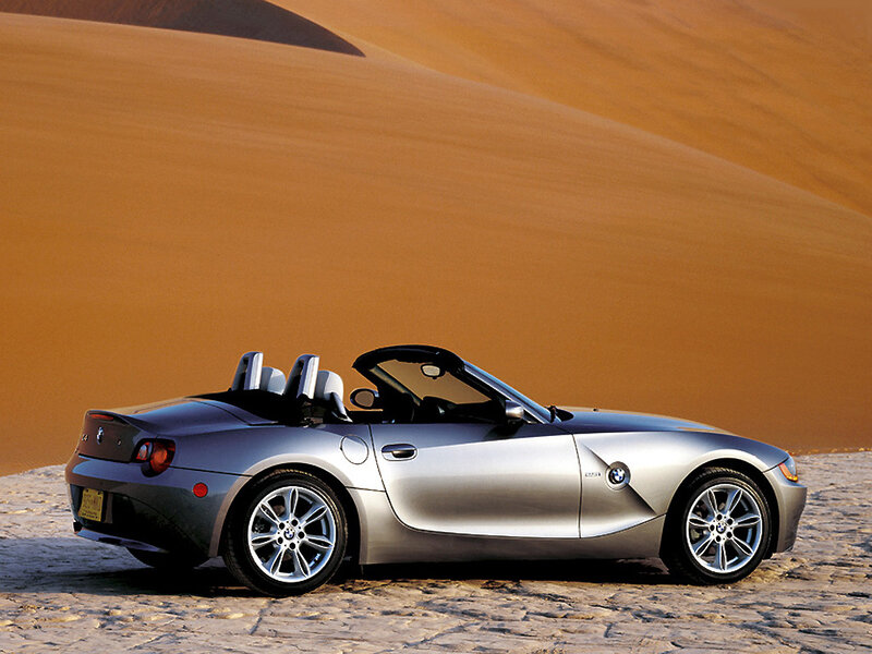 Silver BMW Z4 in desert