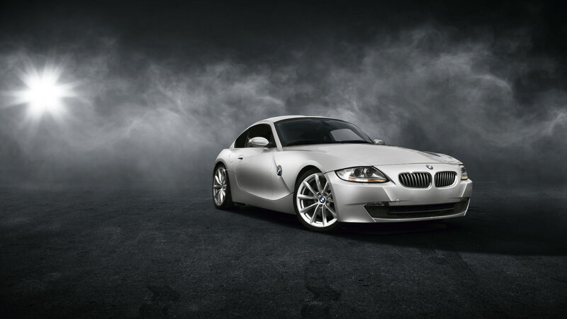 Silver BMW Z4 in dramatic lighting