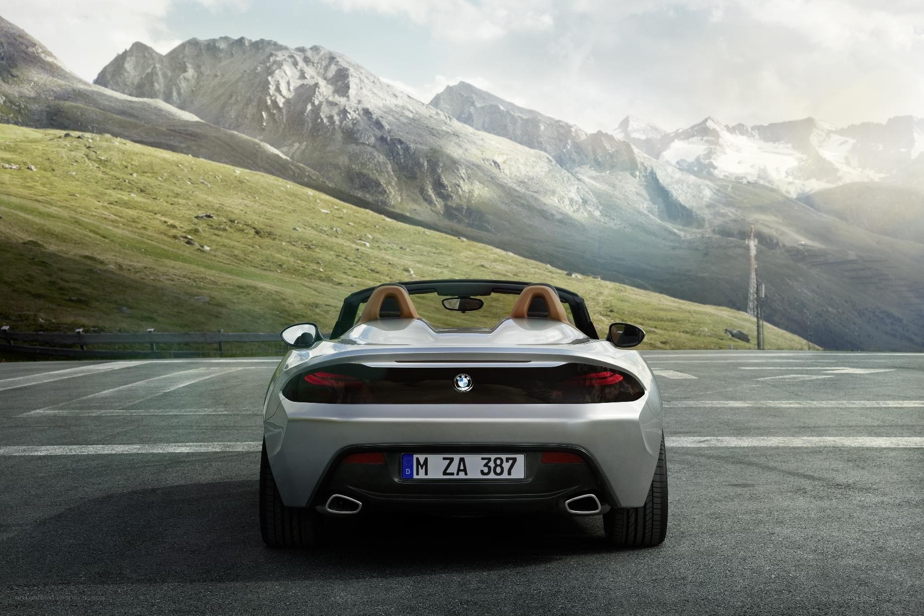 Silver BMW Z4 in mountains