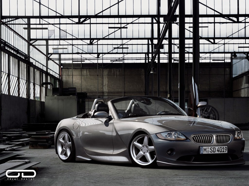 Silver BMW Z4 in warehouse