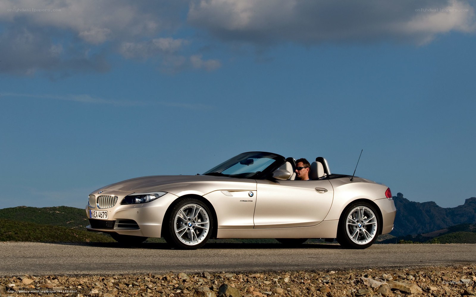 Silver BMW Z4 on a mountain road