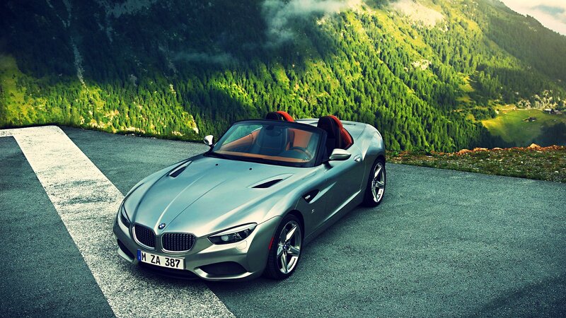 Silver BMW Z4 on mountain road