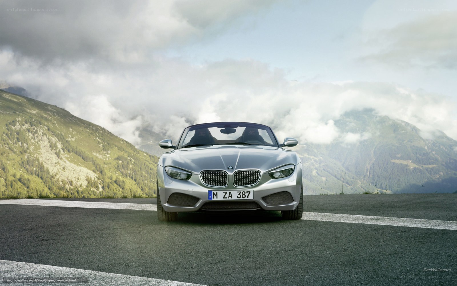 Silver BMW Z4 on mountain road
