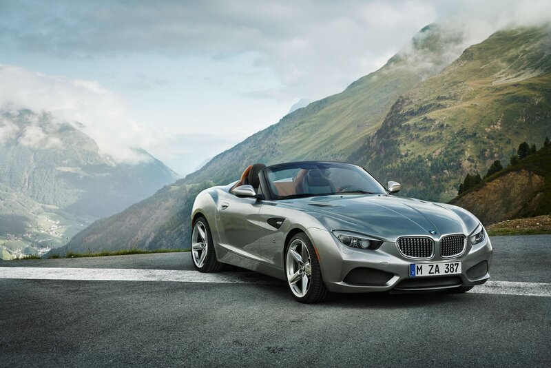 Silver BMW Z4 Roadster in mountains