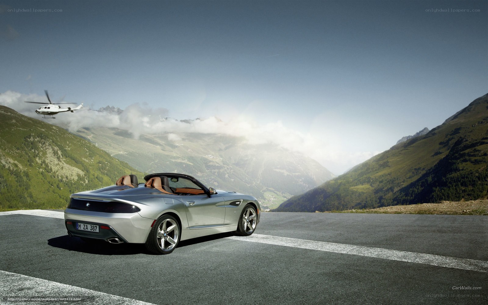 Silver BMW Z4 Roadster in mountains