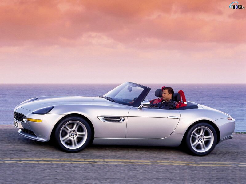 Silver BMW Z8 by the sea