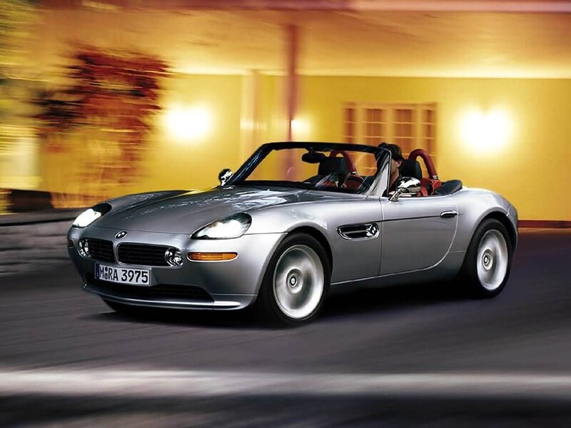 Silver BMW Z8 convertible in motion