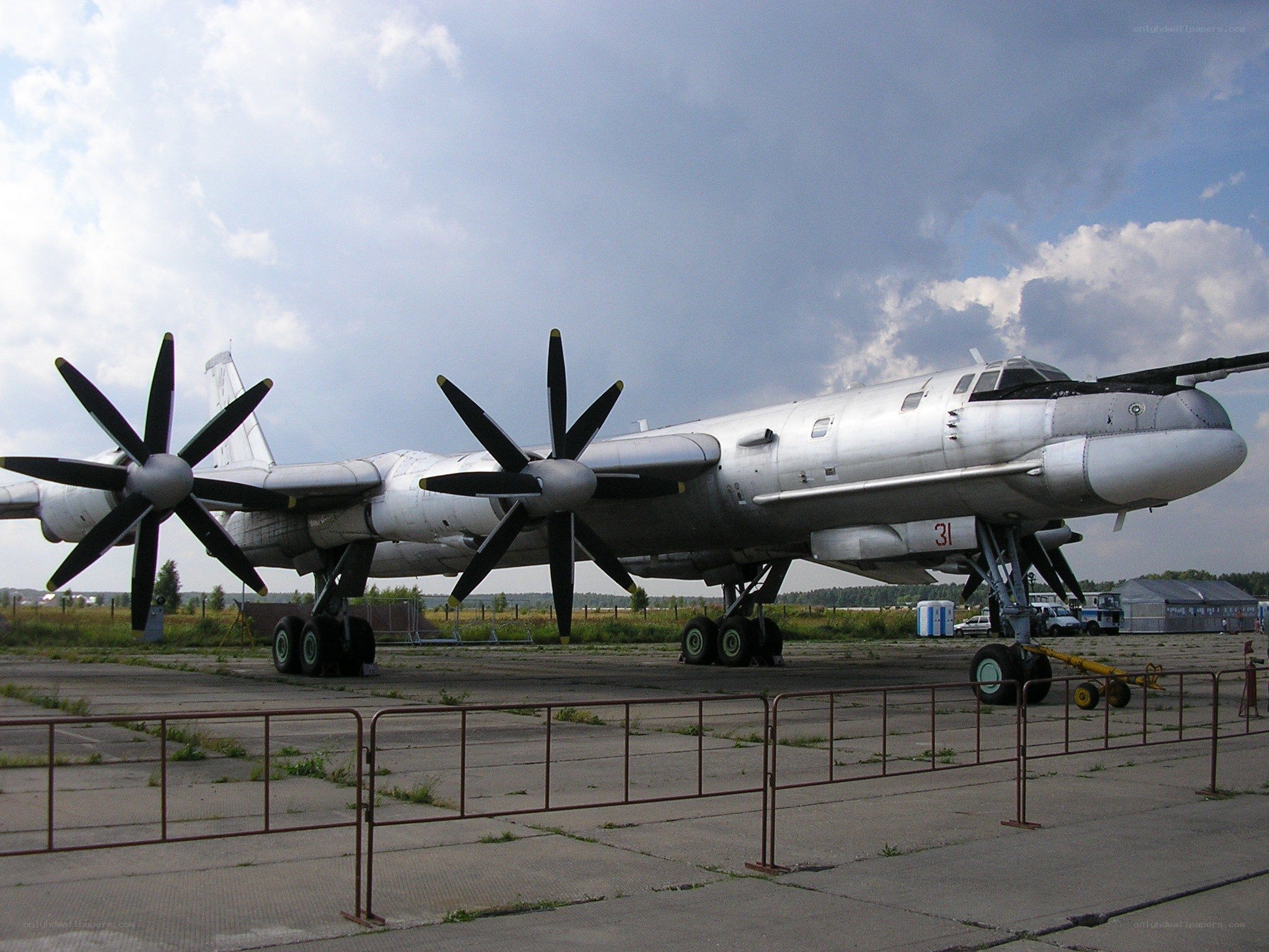 Silver bomber aircraft on display