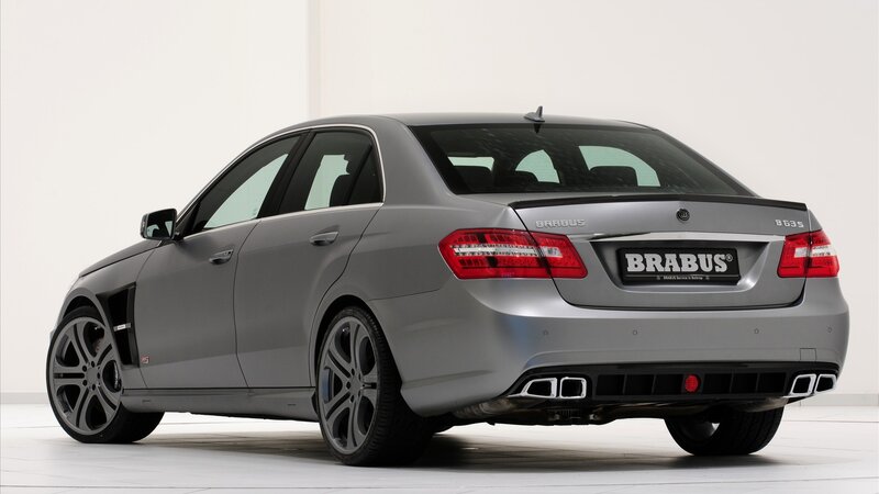 silver brabus car from rear