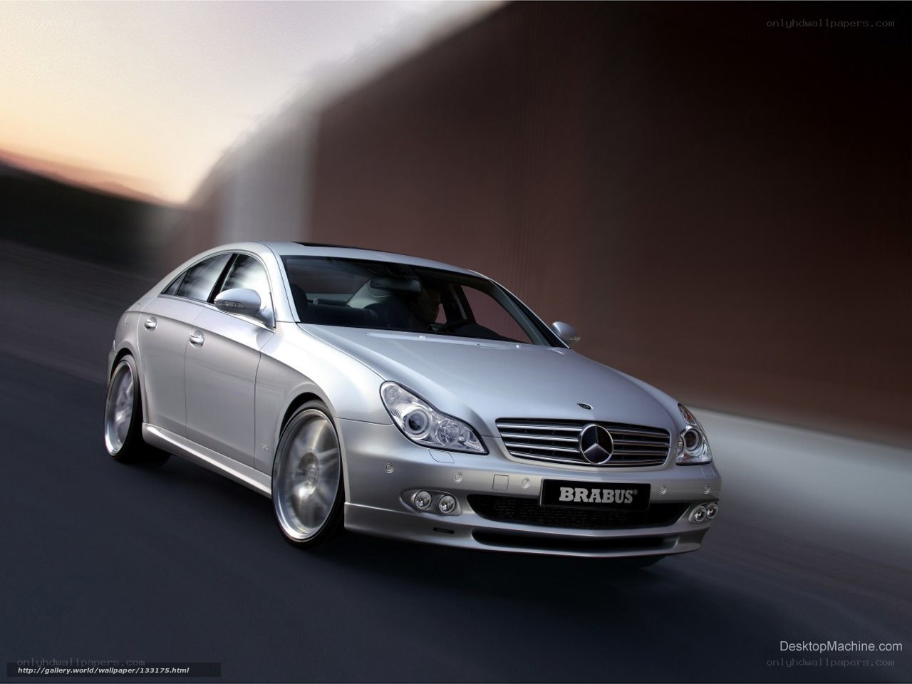 silver brabus car in motion