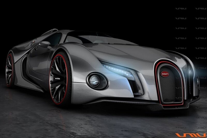 Silver Bugatti Concept Car — Dramatic, 3d Render