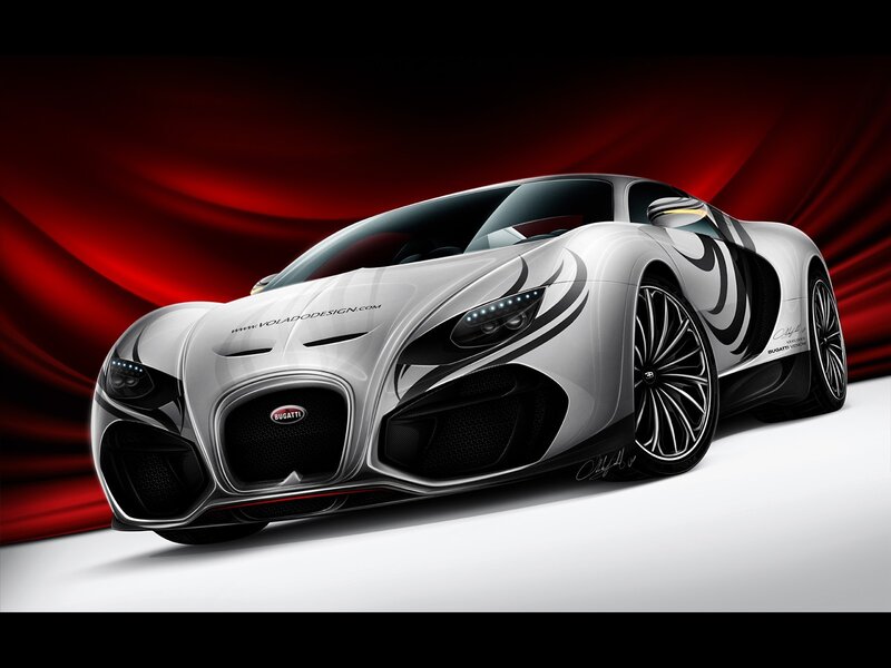 Silver Bugatti Concept Car — Dramatic