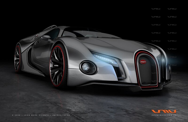 Silver Bugatti Concept Car — Gray, Dramatic, 3d Render