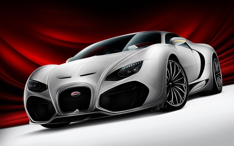 Silver Bugatti concept car