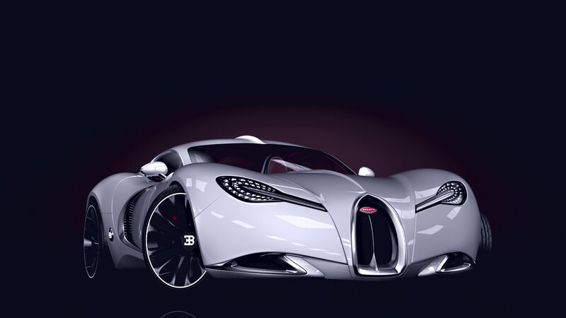 Silver Bugatti Concept Car — White, Dramatic