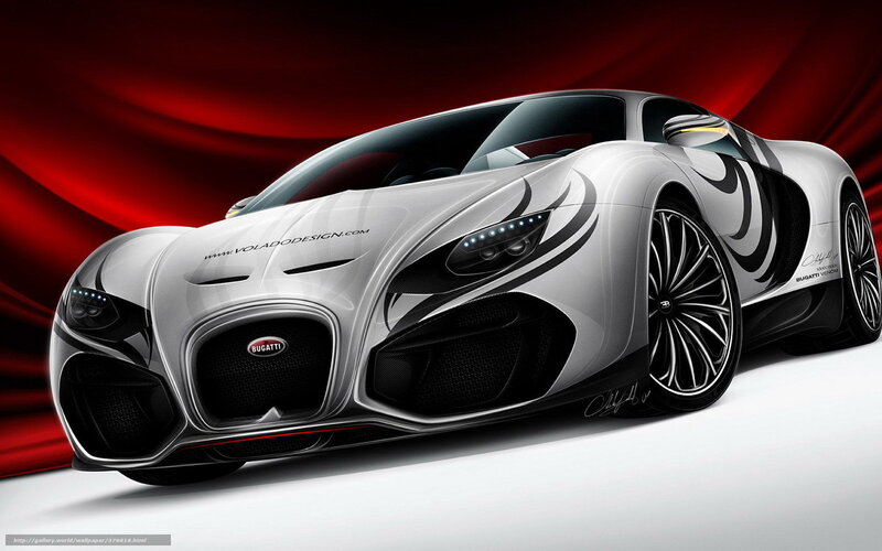 Silver Bugatti Sports Car — White