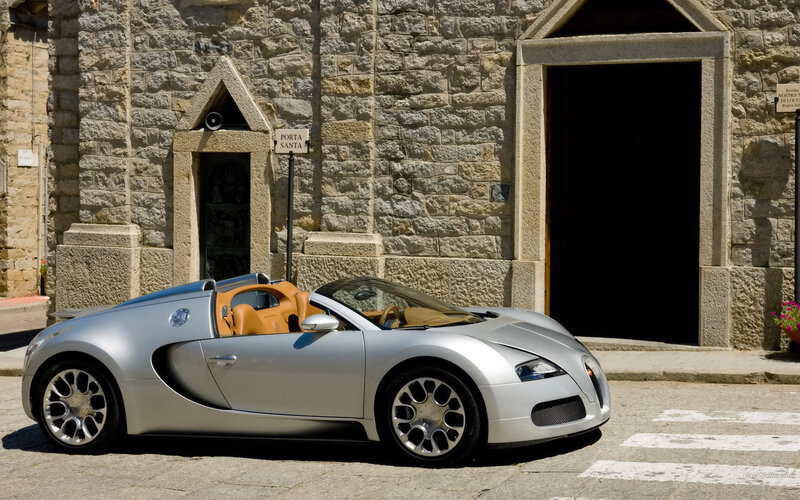 Silver Bugatti Veyron — Calm, Afternoon, Photograph, Stone Building