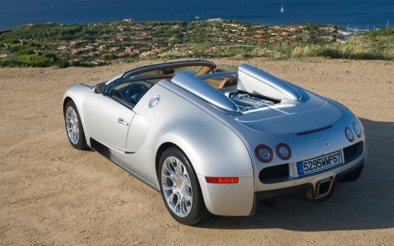 Silver Bugatti Veyron convertible