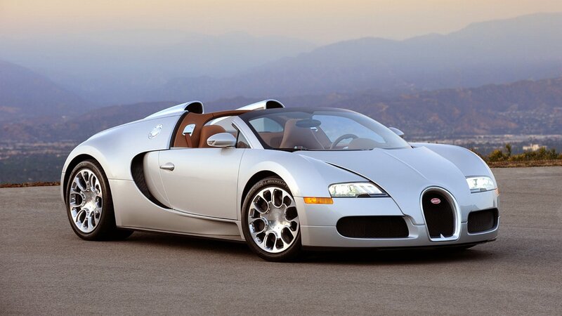 Silver Bugatti Veyron convertible