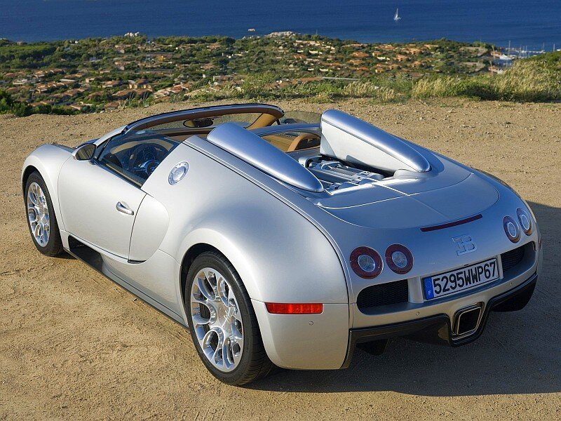 Silver Bugatti Veyron convertible