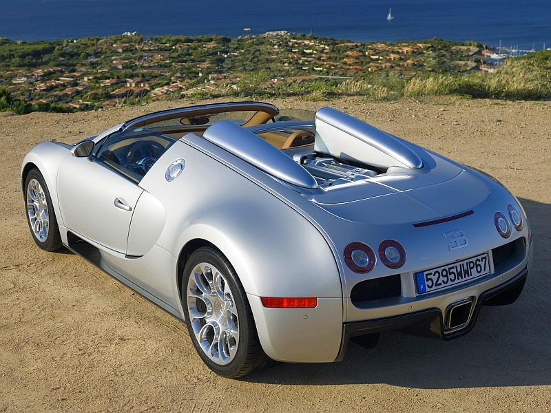 Silver Bugatti Veyron convertible