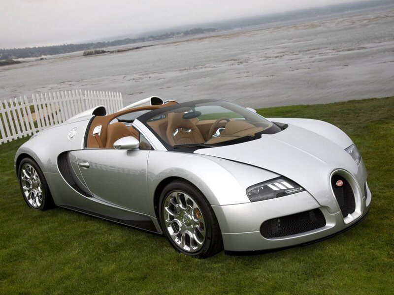 Silver Bugatti Veyron convertible
