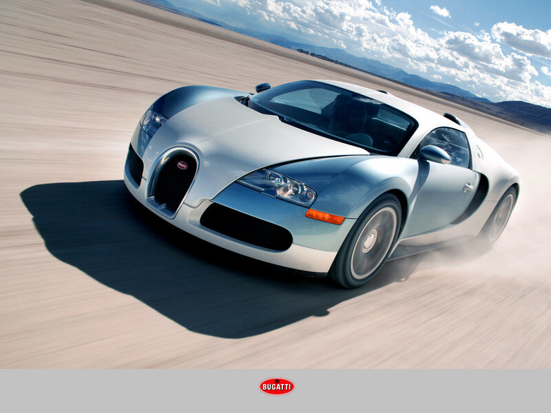 Silver Bugatti Veyron — Dynamic, Afternoon, Photograph, Car, Desert