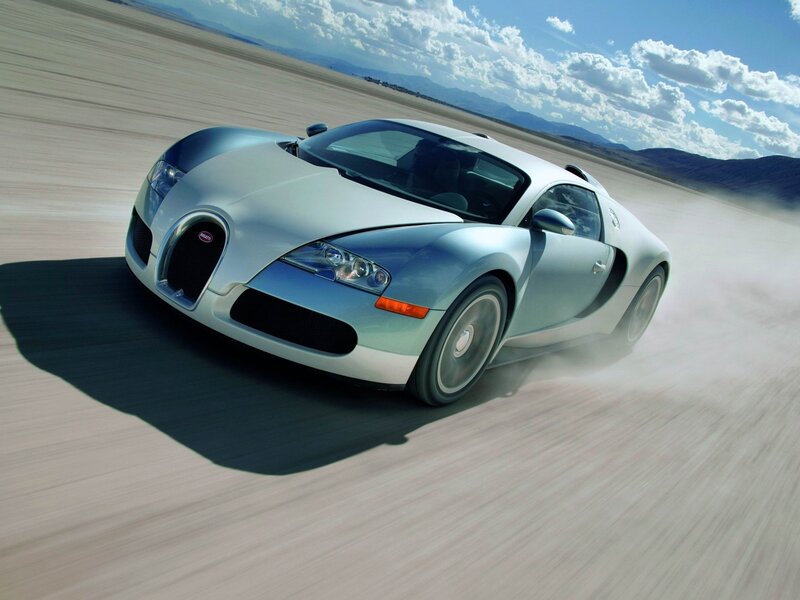 Silver Bugatti Veyron — Dynamic, Afternoon, Photograph, Car, Dust