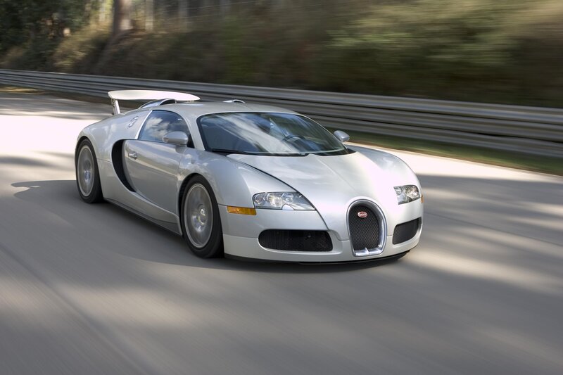 Silver Bugatti Veyron — Dynamic, Afternoon, Photograph, Car, Road