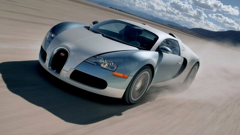 Silver Bugatti Veyron — Dynamic, Afternoon, Photograph, Dust