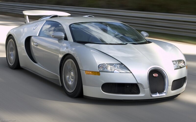 Silver Bugatti Veyron — Dynamic, Afternoon, Photograph, Race Track