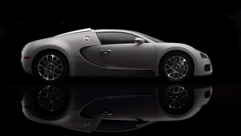 Silver Bugatti Veyron — Gray, Dramatic, Photograph, Car, Reflection, Black Background