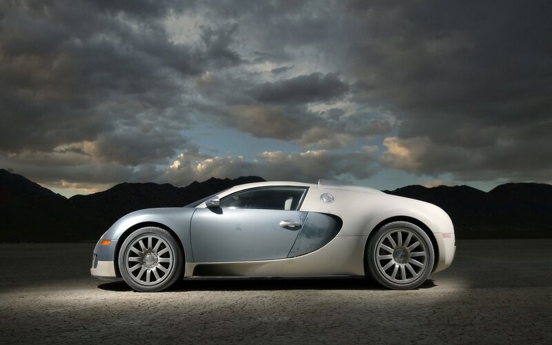 Silver Bugatti Veyron — Gray, Dramatic, Sunset, Photograph