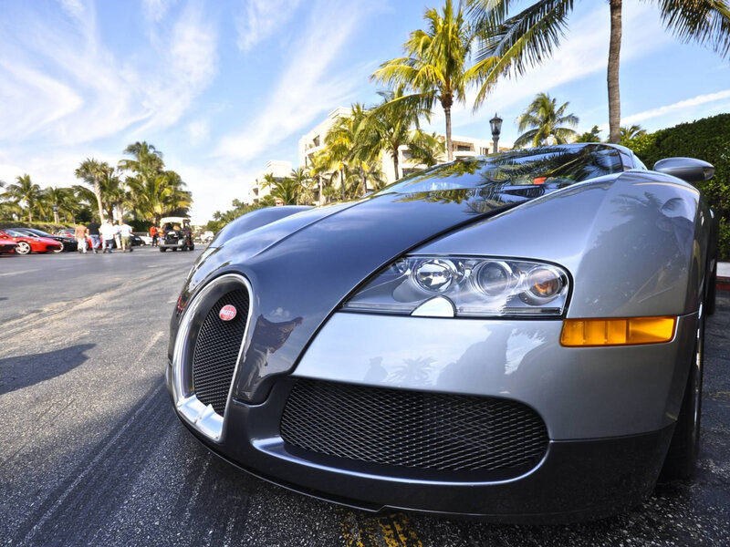 Silver Bugatti Veyron — Gray, Sunny
