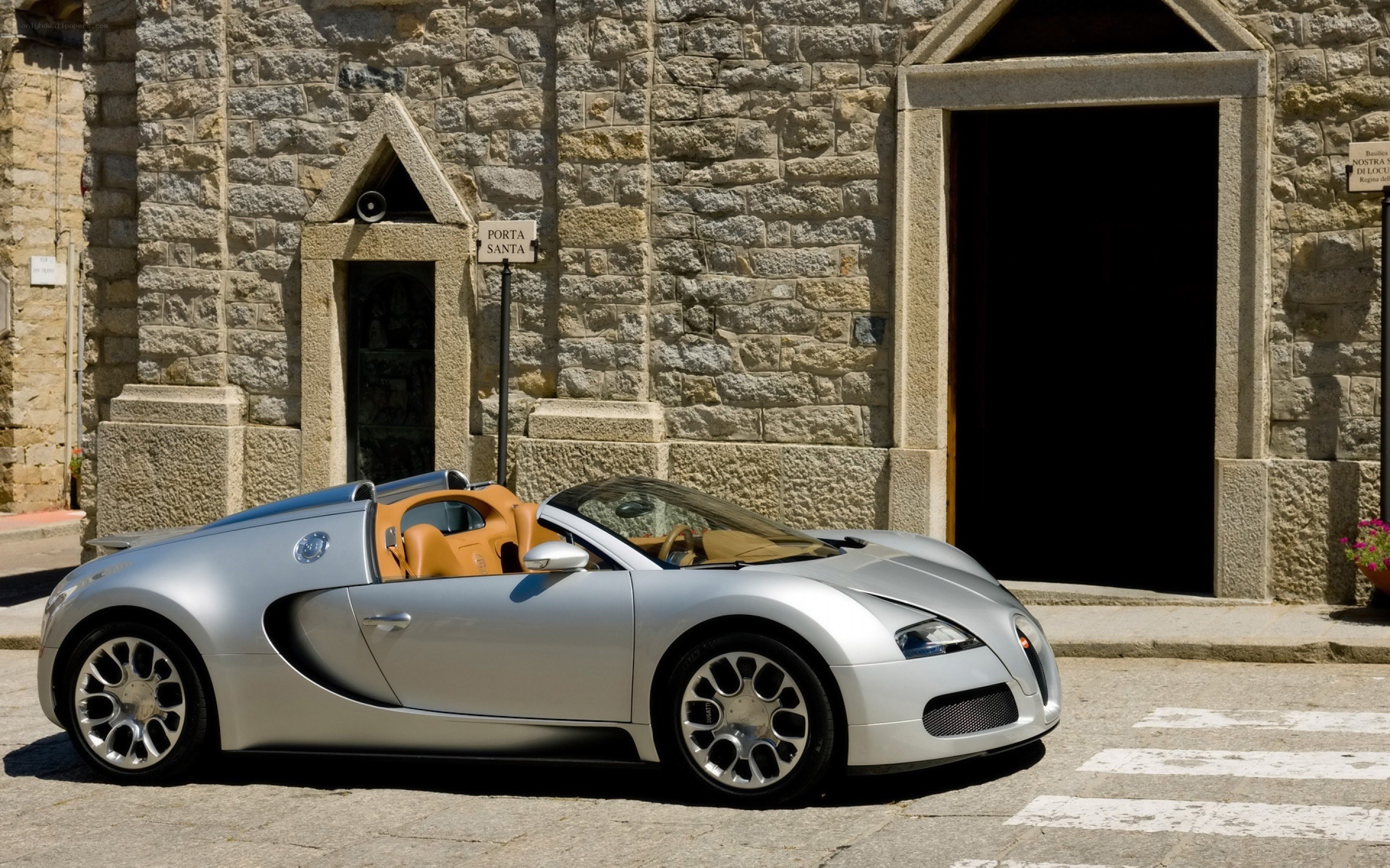 Silver Bugatti Veyron parked