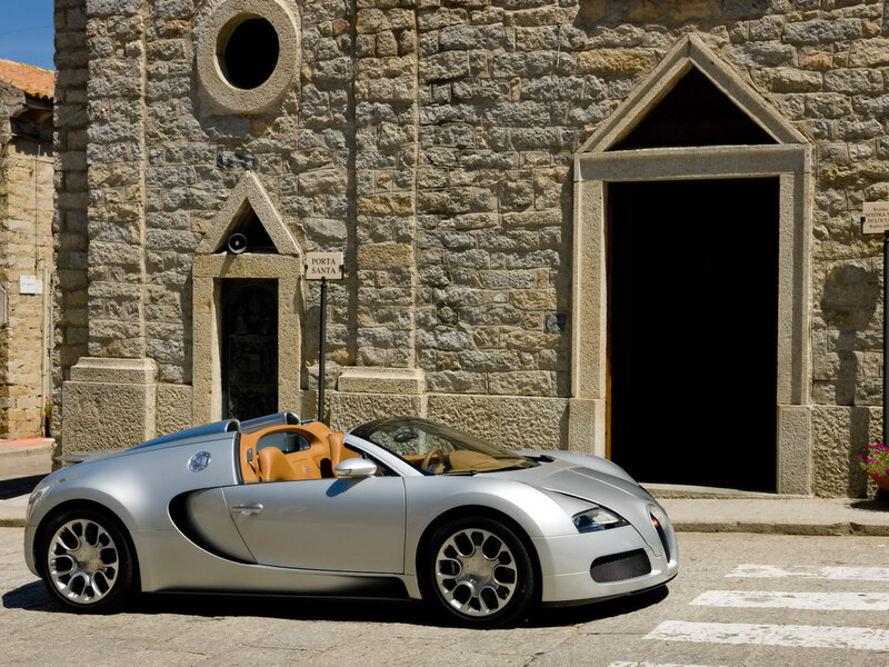 Silver Bugatti Veyron parked