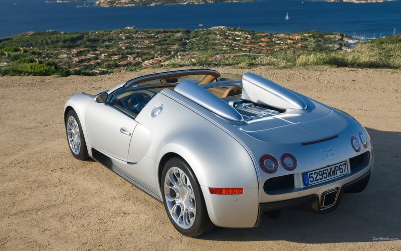 Silver Bugatti Veyron — Serene, Afternoon, Photograph, Car, Sea, Town, Blue