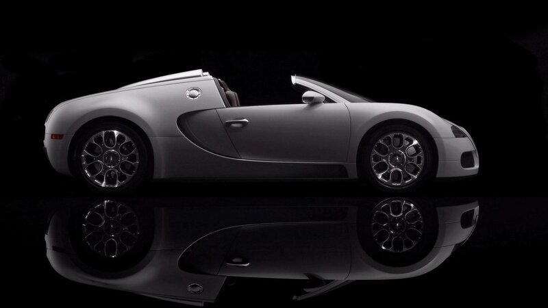 Silver Bugatti Veyron — White, Dramatic, Photograph, Car, Reflection