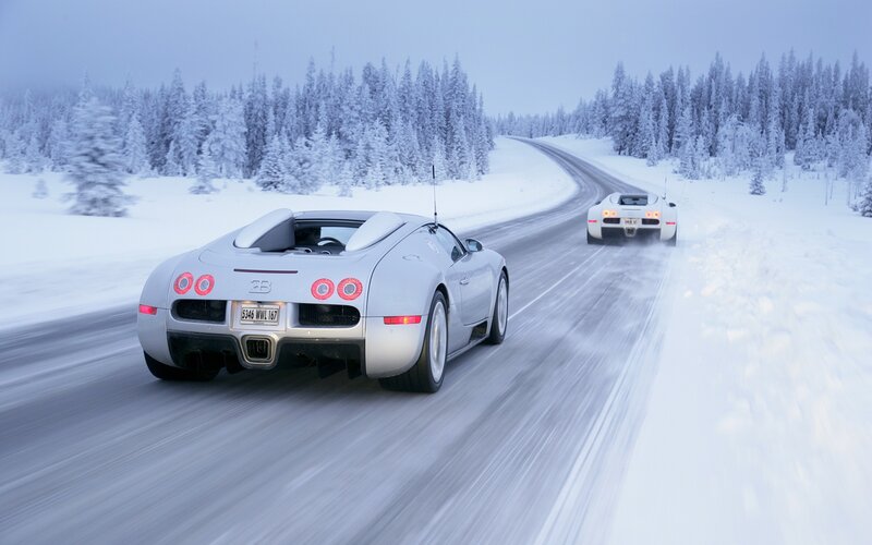 Silver Bugatti Veyron — White