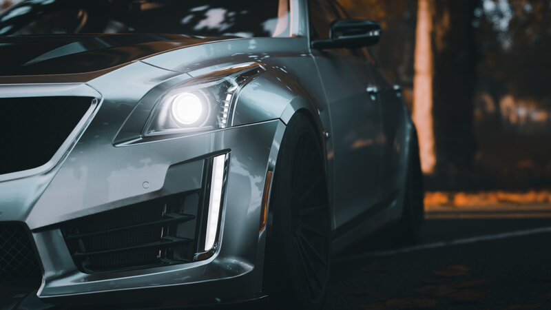 Silver Cadillac Car — Gray, Dramatic