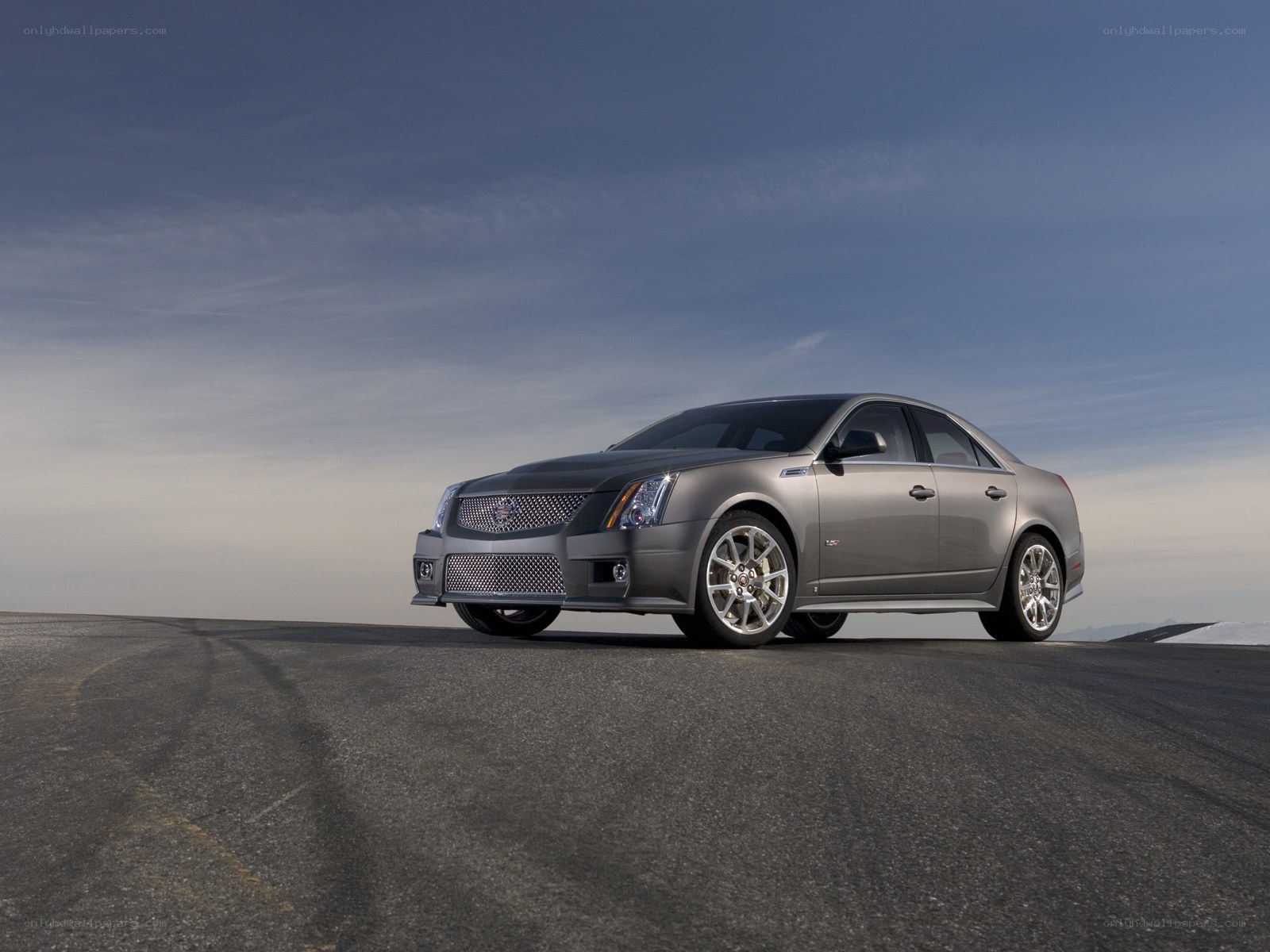 Silver Cadillac CTS-V on track