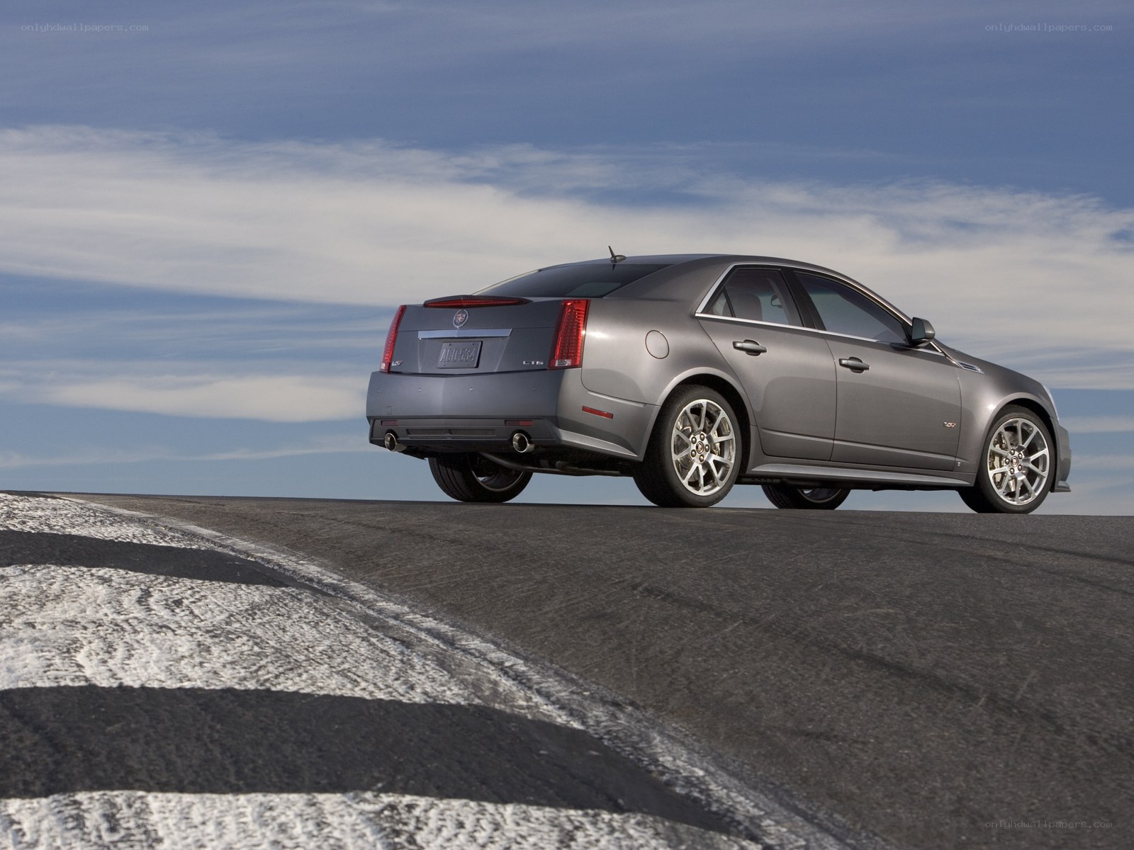 Silver Cadillac CTS-V on track