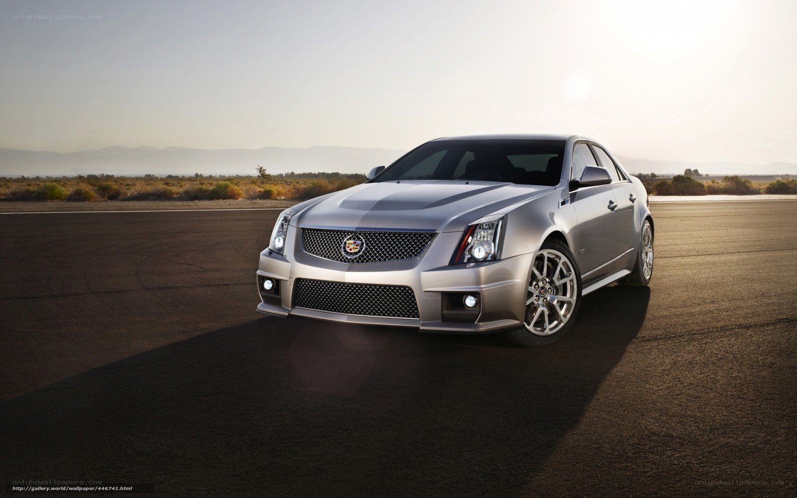 Silver Cadillac CTS-V on track