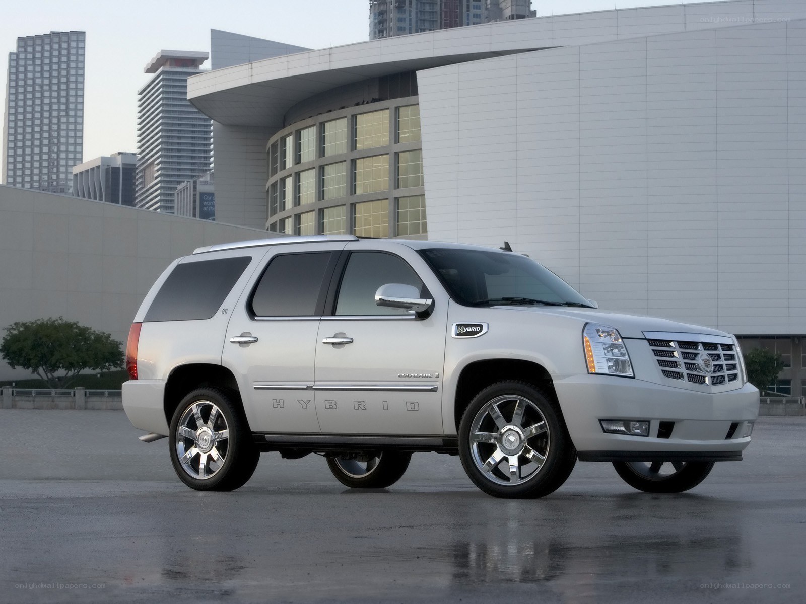 Silver Cadillac Escalade Hybrid