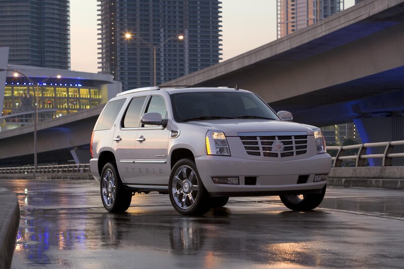Silver Cadillac Suv — Dramatic, Sunset