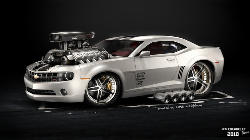 Silver Camaro Car — Dramatic, Digital Art