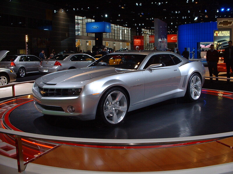 Silver Camaro Concept Car — Dramatic, Night